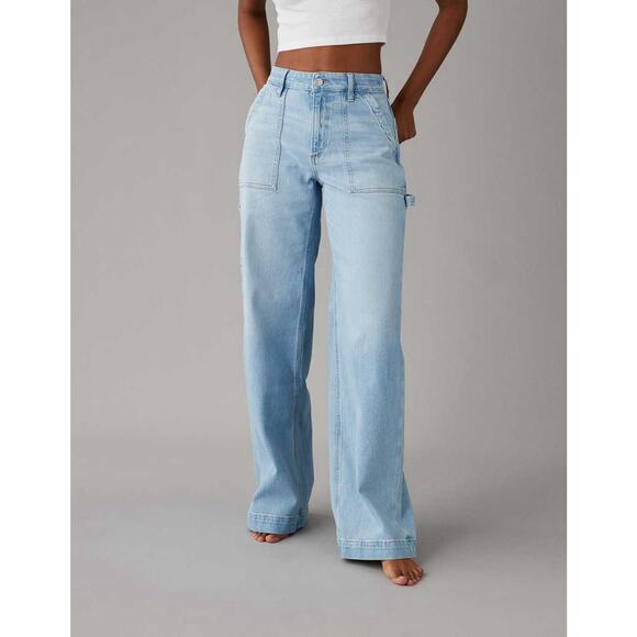 American Eagle Outfitters Denim - American Eagle Dreamy Drape Hi Rise Baggy Wide Leg Jeans Light Wash Womens 16